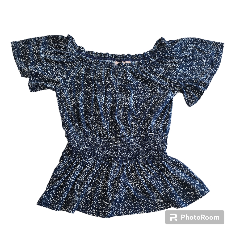 Willow and Root top size small Blue White